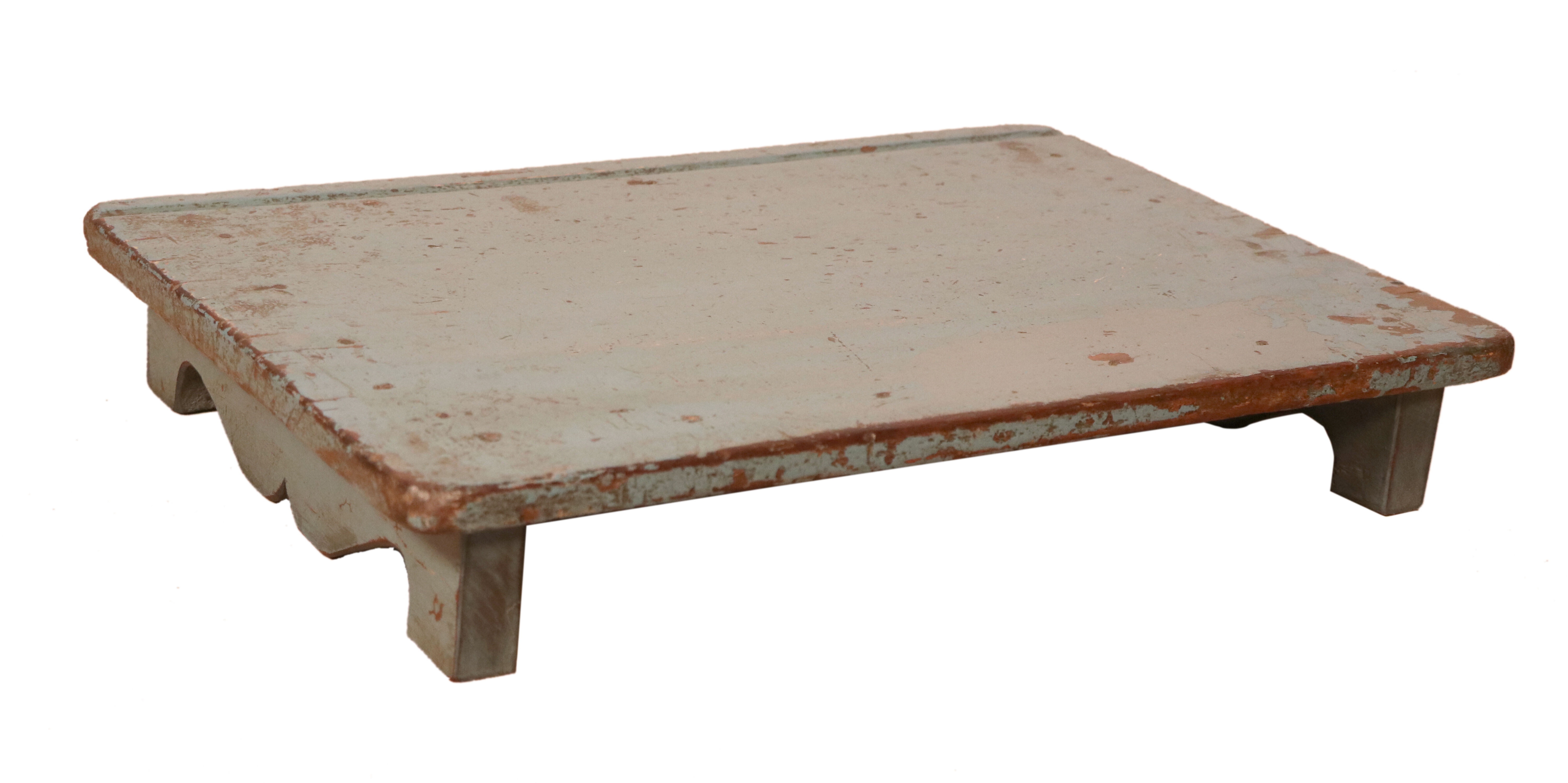 Old Burmese teak tea table original blue patina