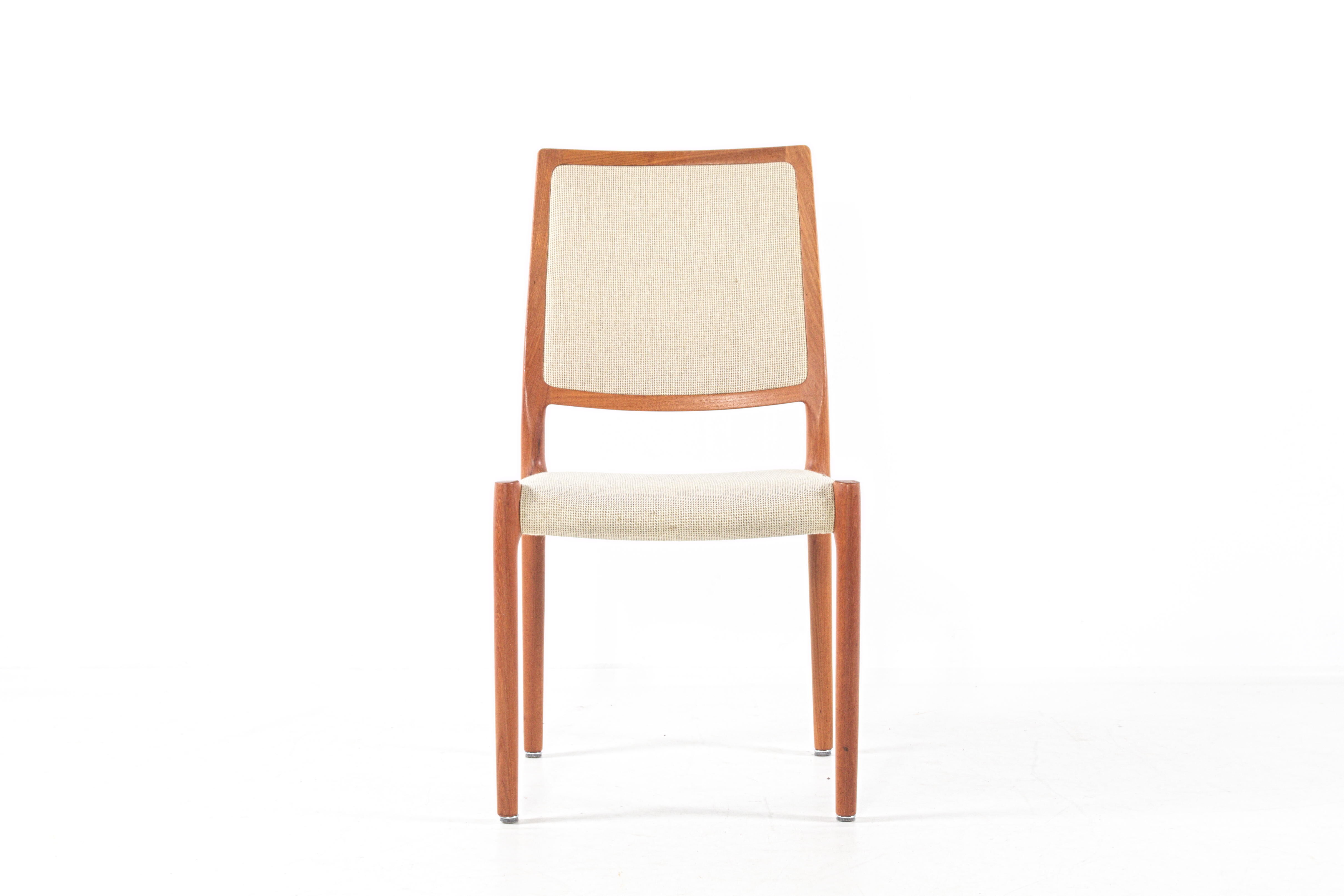Set of four vintage chairs by Niels Otto Moller,  mid-century Denmark, teak, wool fabric, new upholstery on request