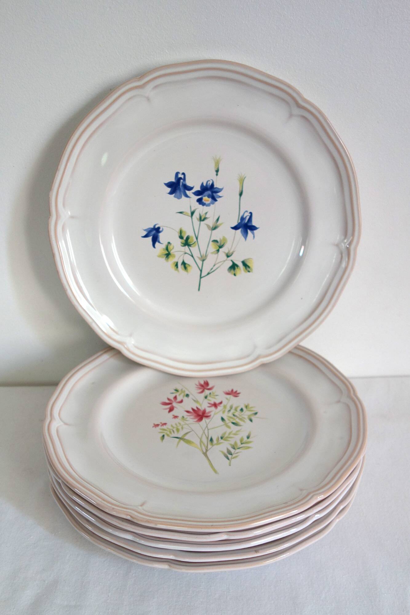 6 large flat plates Pierre Motton for Gien circa 1930