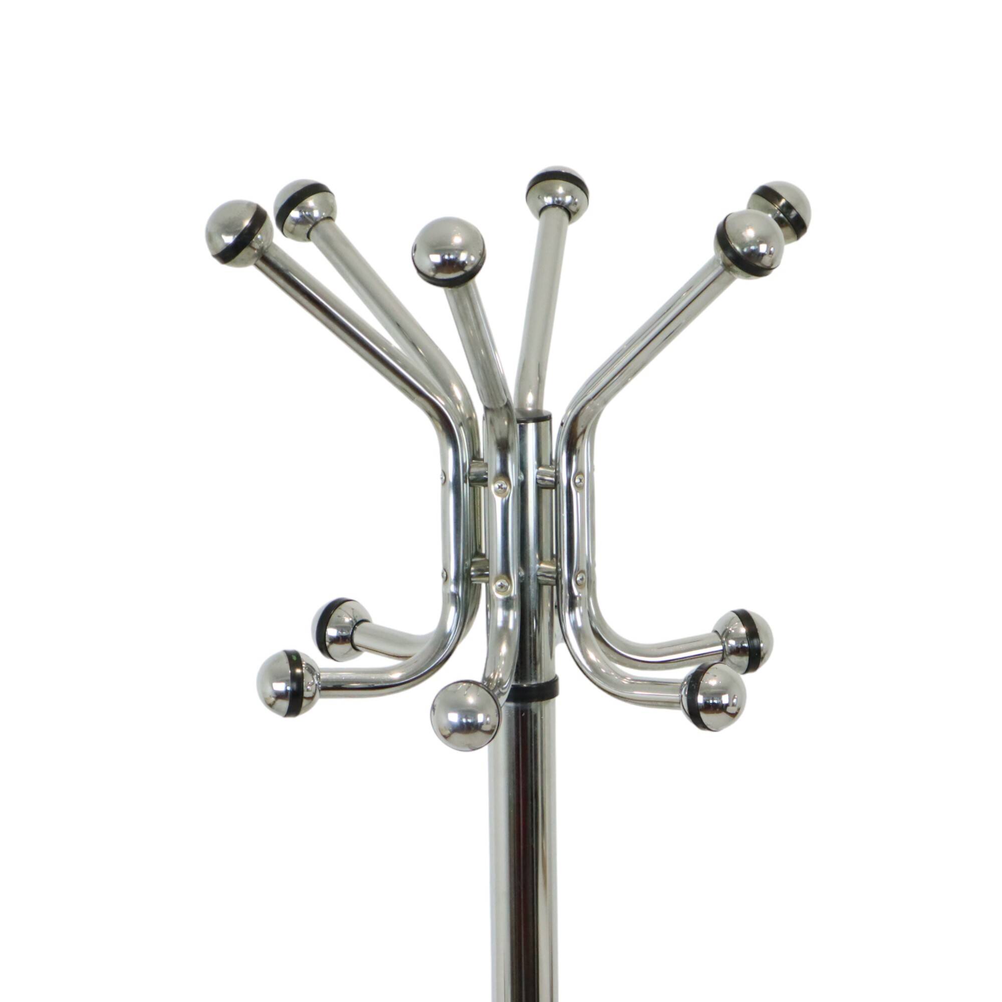 Vintage Chrome Standing Coat Rack Space Age Design 1970s
