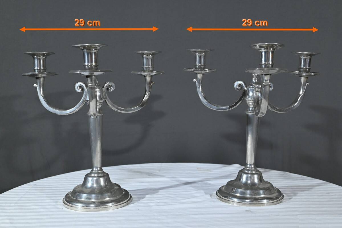 Pair of “Le Lingot” Candelabra in Pewter – Mid 20th Century