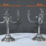 Pair of “Le Lingot” Candelabra in Pewter – Mid 20th Century