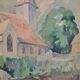 French school 20th century "the village church" watercolor, dated 1944
