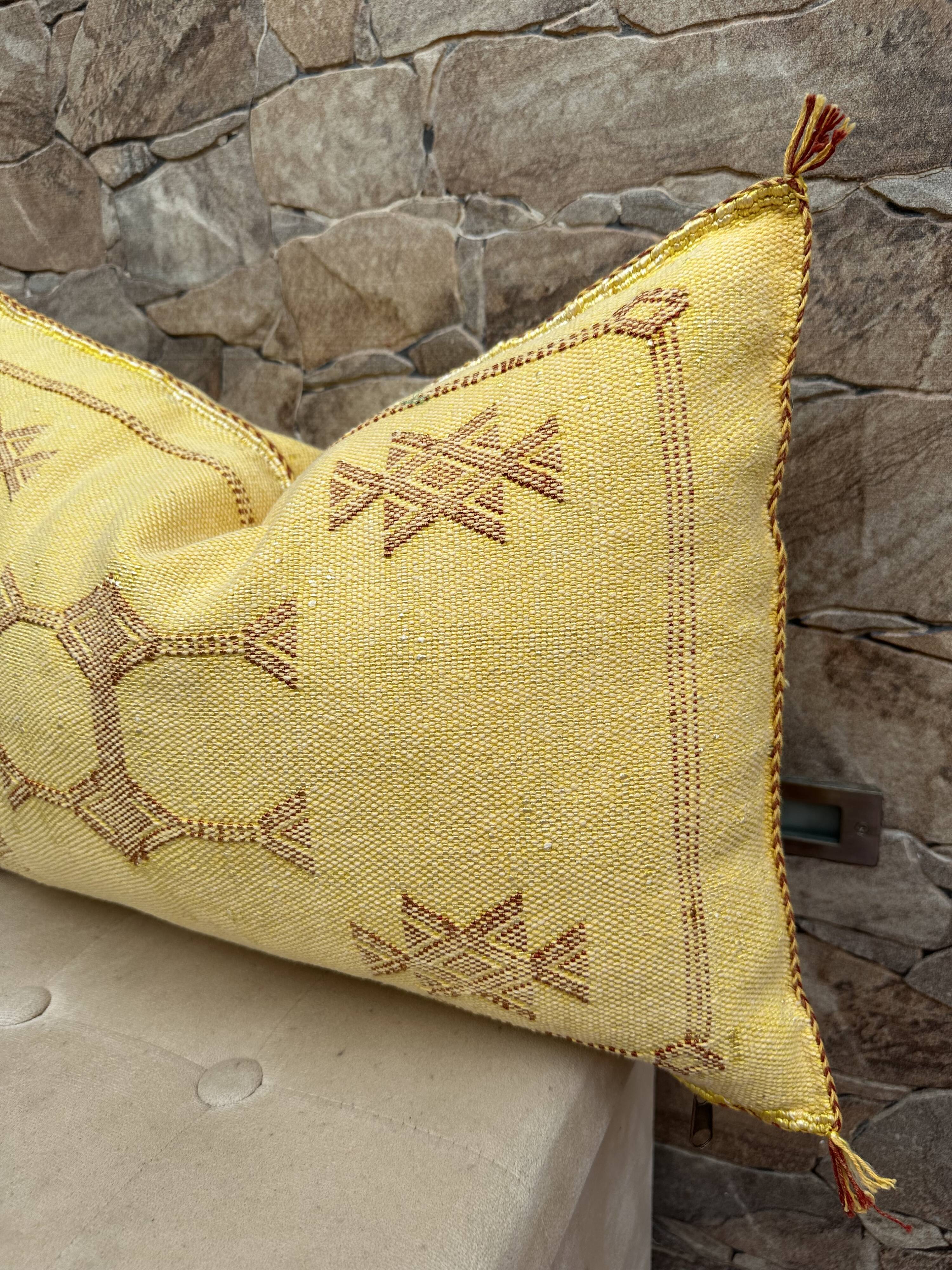 Coussin marocain en soie de cactus, coussin en soie Sabra, coussin