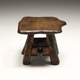Rustic Hand-Carved Side Table, France, 19th Century