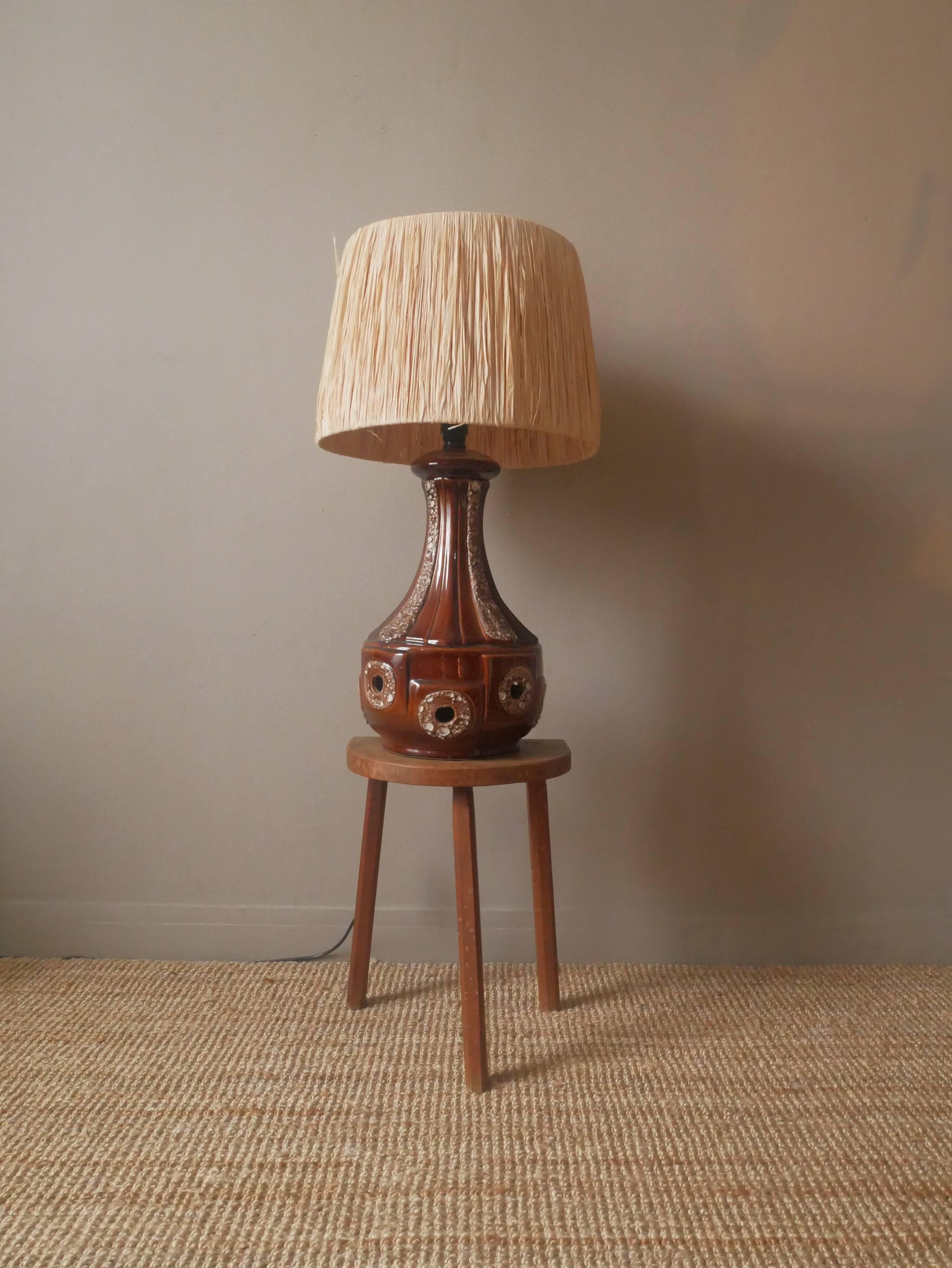 Vintage ceramic lamp base Scandinavian decoration retro floor lamp shades of brown