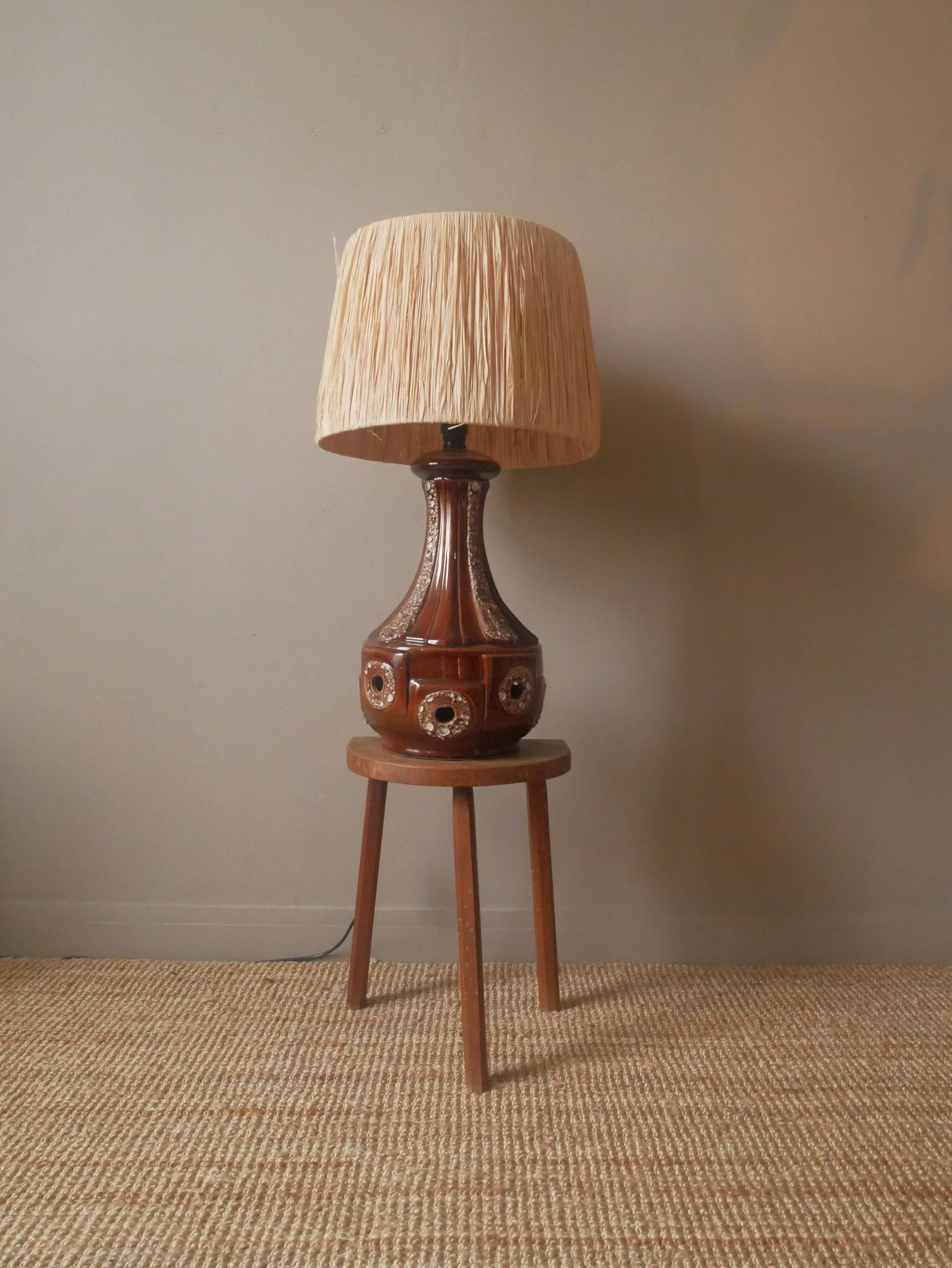 Vintage ceramic lamp base Scandinavian decoration retro floor lamp shades of brown