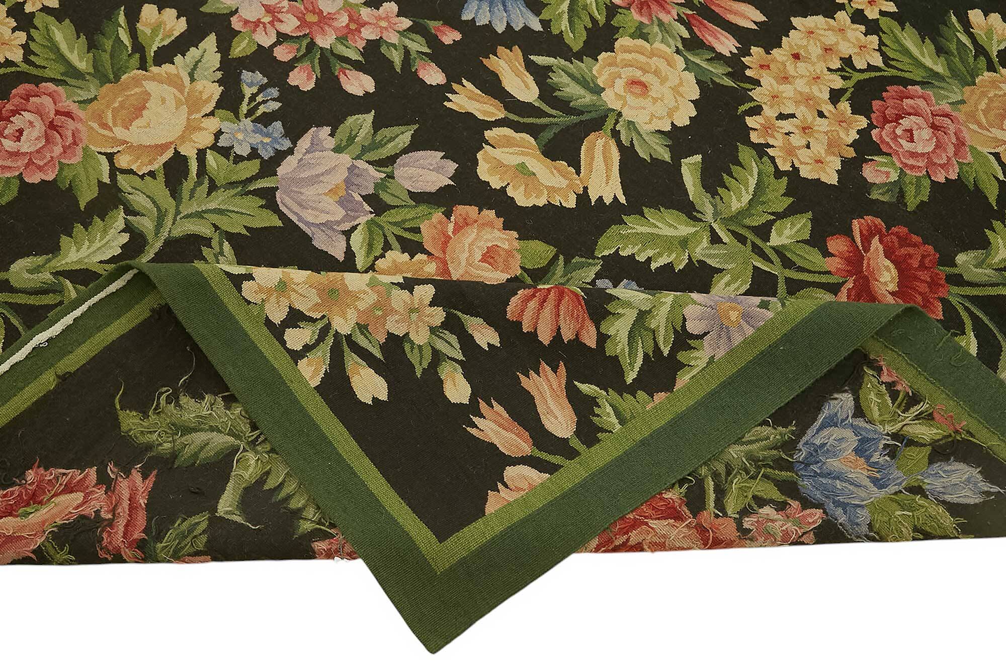 Handmade European Vintage Aubusson Kilim 235 cm x 310 cm