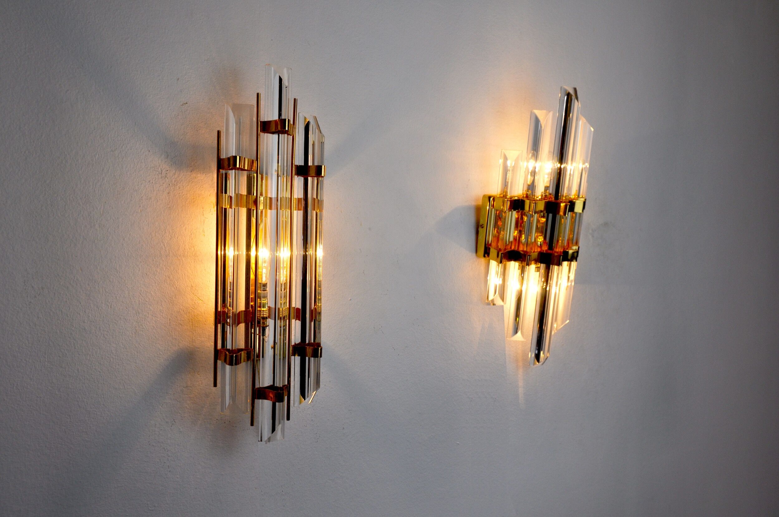 Duo of wall lamps Venini glass from Murano Italy 1970