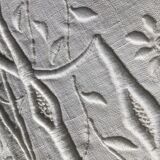 Old embroidered linen sheet MS scalloped edge hand