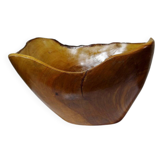 Large olive wood bowl Riviera brutalist craftsmanship circa 1950
