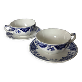 Pair of cups and saucers / Delft blue Gien earthenware
