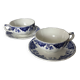 Pair of cups and saucers / Delft blue Gien earthenware