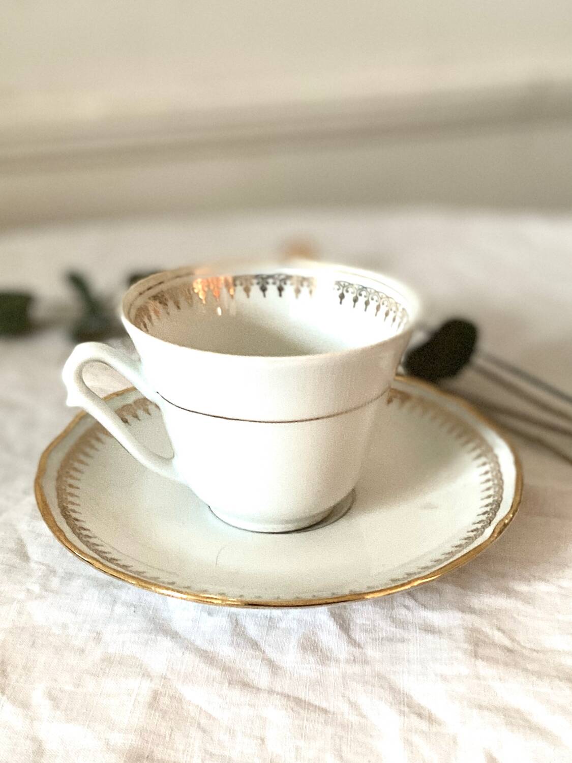 Coffee service cups in fine porcelain from Sologne France