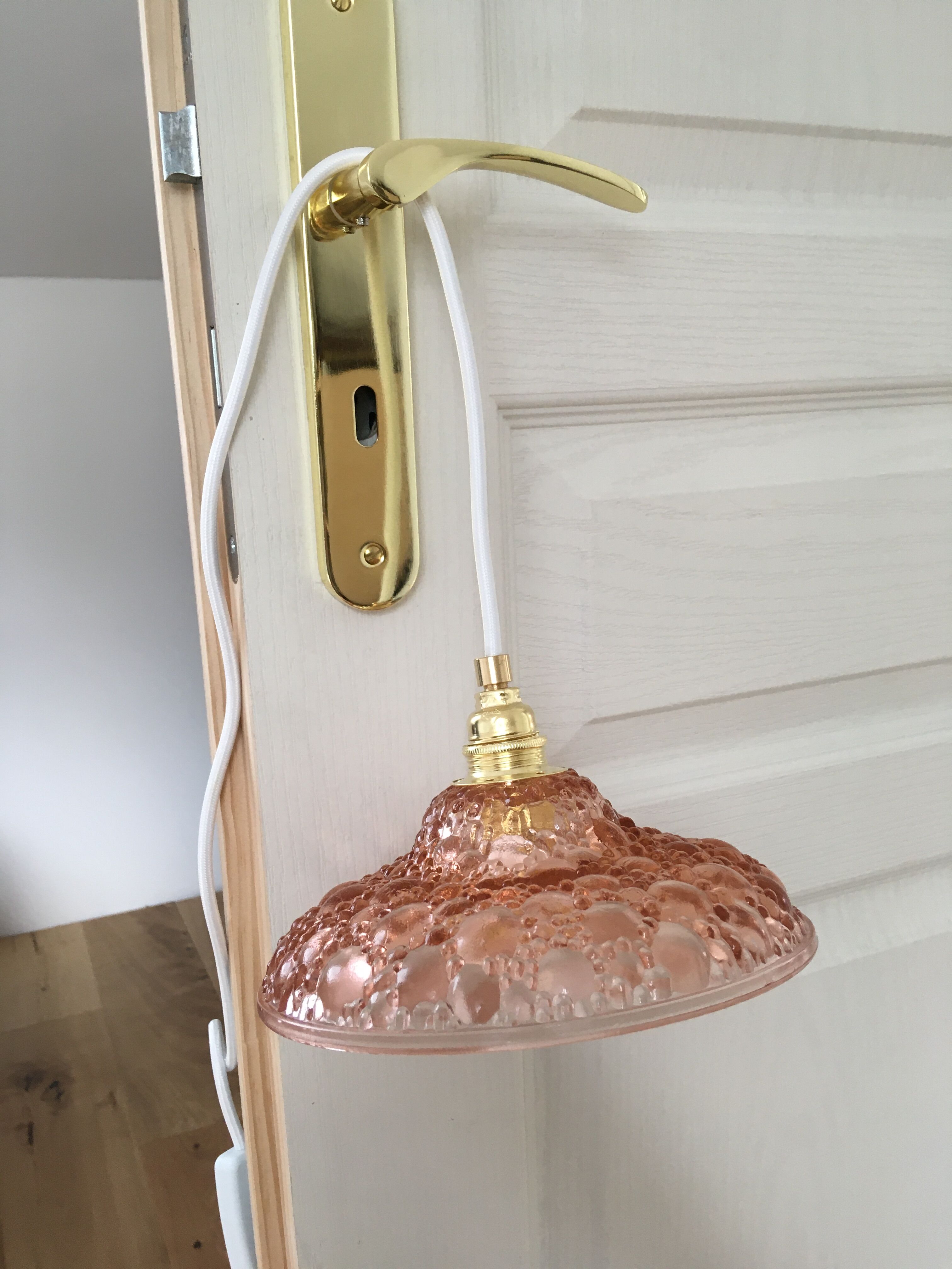 Bubble pink glass walking lamp