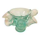 Service en verre soufflé bullé vert d'eau – Coupe sur pied, 5 tasses et louche