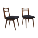 Pair of Scandinavian chairs seated night blue fabric restored, year 60.