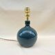 Vintage blue pyrite stoneware lamp 1970s raffia rope lampshade ribbons 70s bohemian
