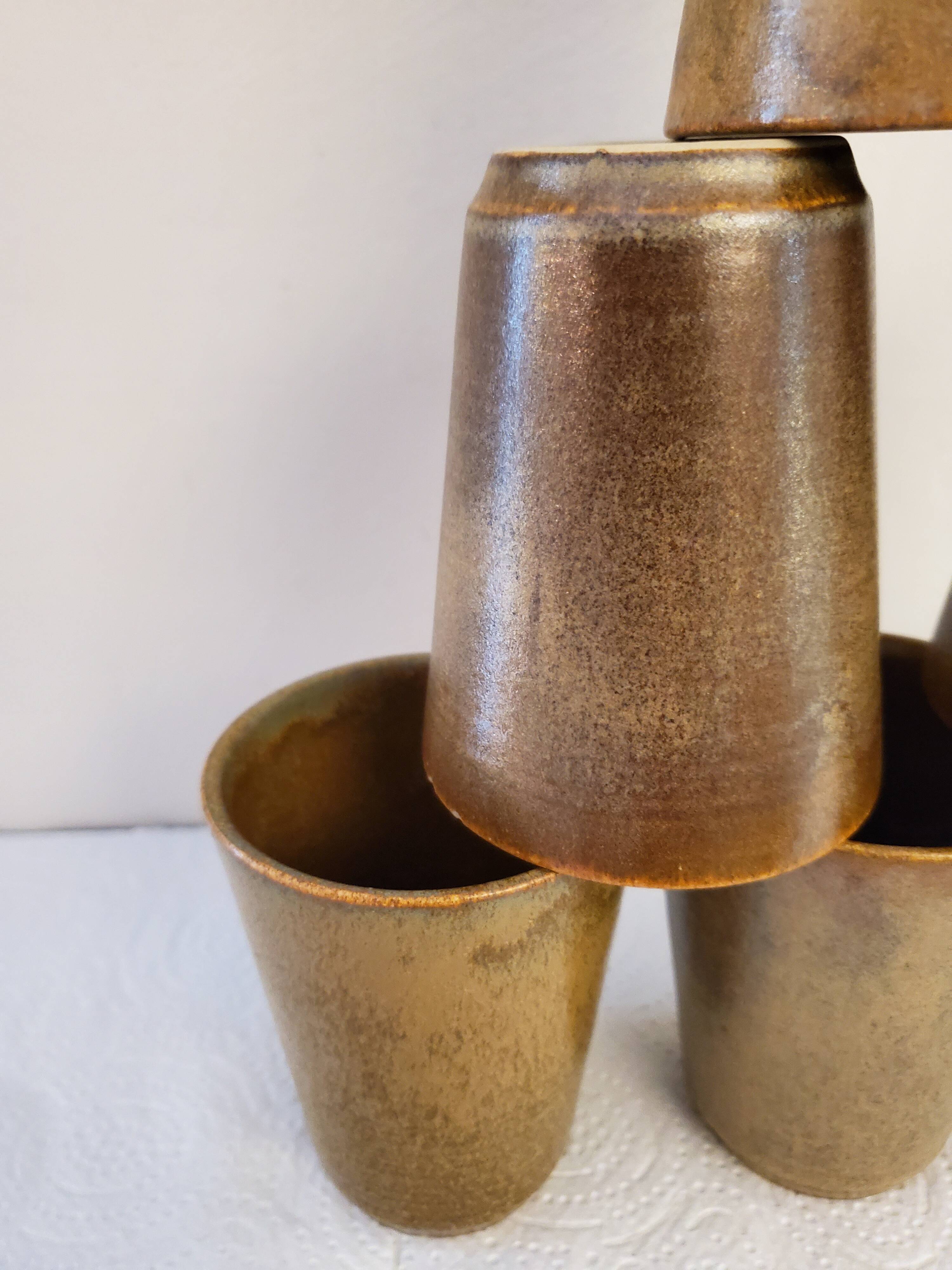 70's sandstone mugs