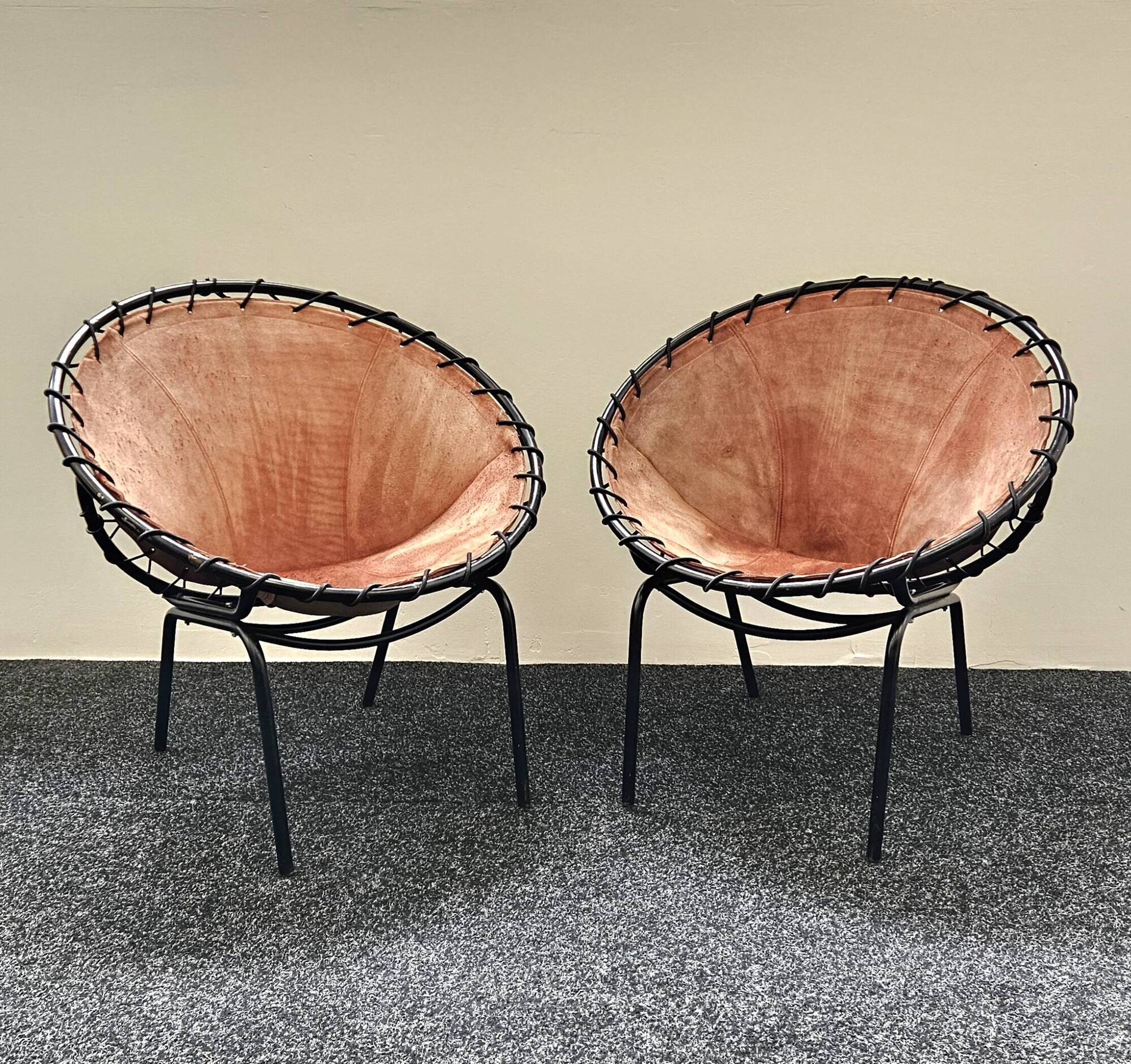 Hans Olsen Suede lounge chair pair for Lusch – 1950s mid-century