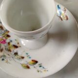 6 floral egg cups with their early 20th century porcelain bowl