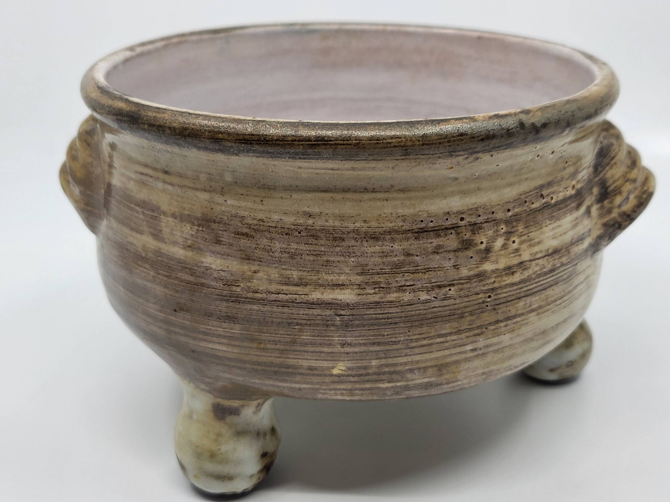 Jacques Pouchain tripod pocket emptier, Dieulefit workshop, French ceramics 1960