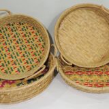 Set Basket natural fiber and raffia / vintage / africa