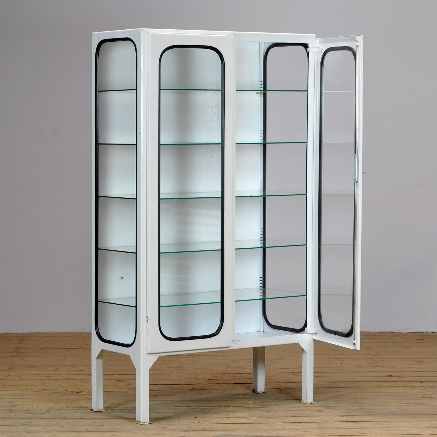 Glass & Iron Medical Cabinet, 1970s