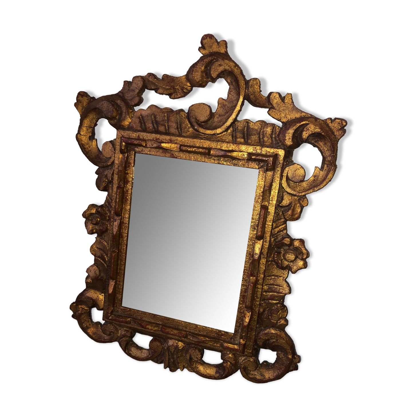 Golden wooden mirror old vintage 33x43cm