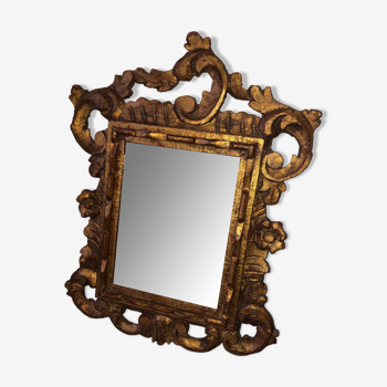 Golden wooden mirror old vintage 33x43cm