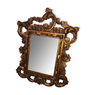 Golden wooden mirror old vintage 33x43cm