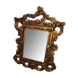 Miroir doré en bois ancien vintage 33x43cm