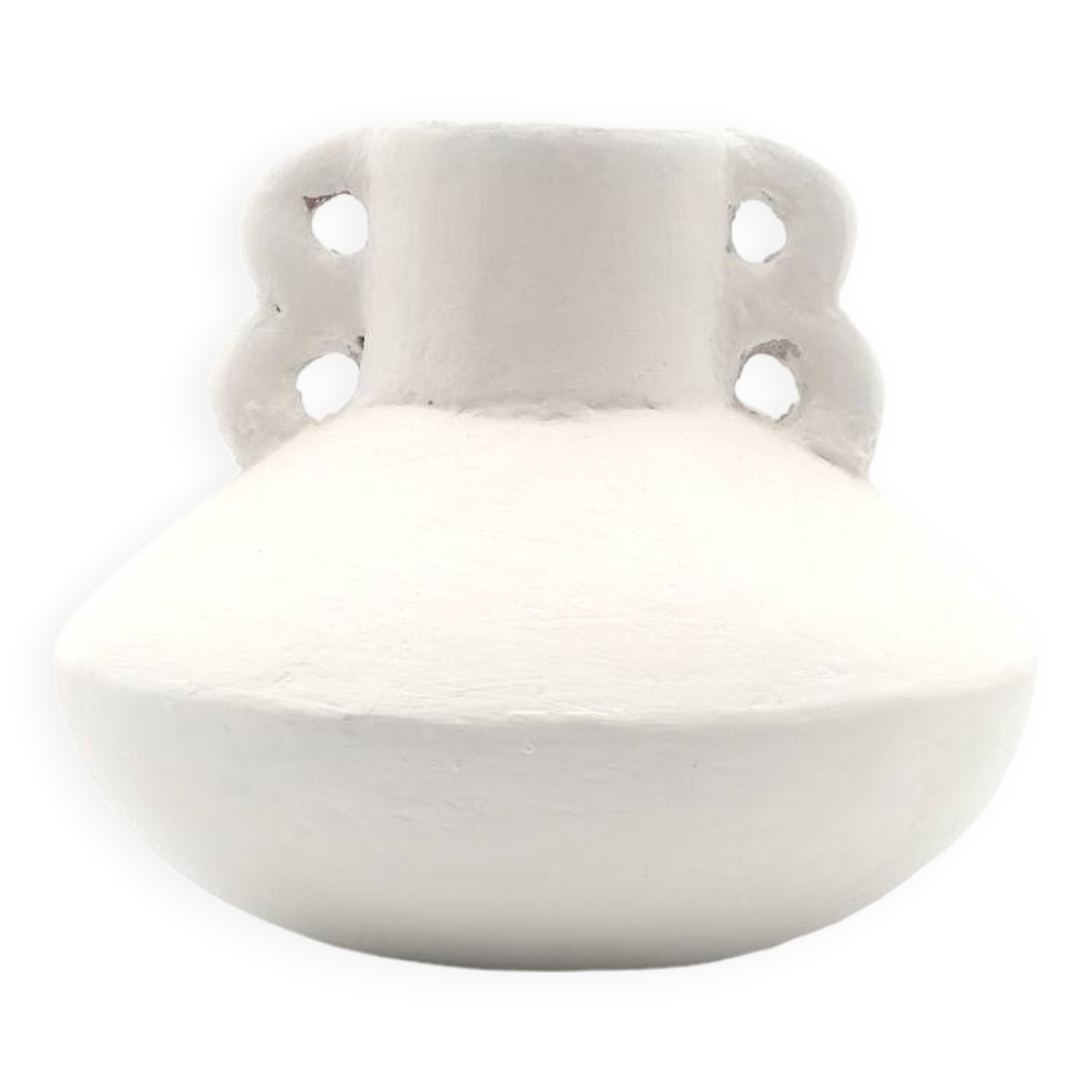 Terracotta vase with white handles