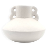 Terracotta vase with white handles