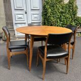 Vintage 1960s round wooden dining table