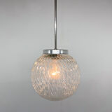Suspension boule en verre transparent du milieu du siècle, Tchécoslovaquie
