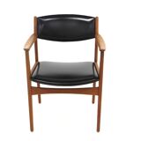 Fauteuil de bureau scandinave en teck et en skaï, Suède, 1960