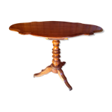 Antique furniture table 19th pedestal table oval tripod shape violin walnut solid provincial crafts