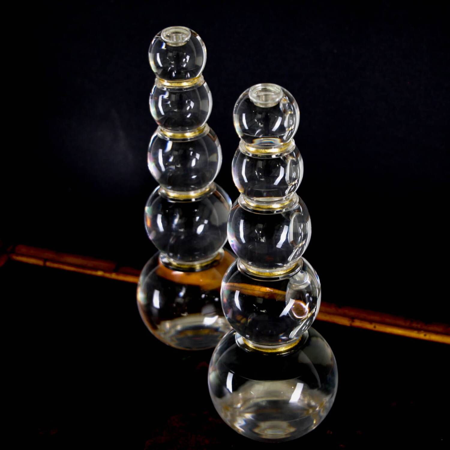 Pair of altuglass candle holders