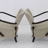 1930s Pair of Jindrich Halabala Art Deco H-237 Armchairs in Bouclé, Restored