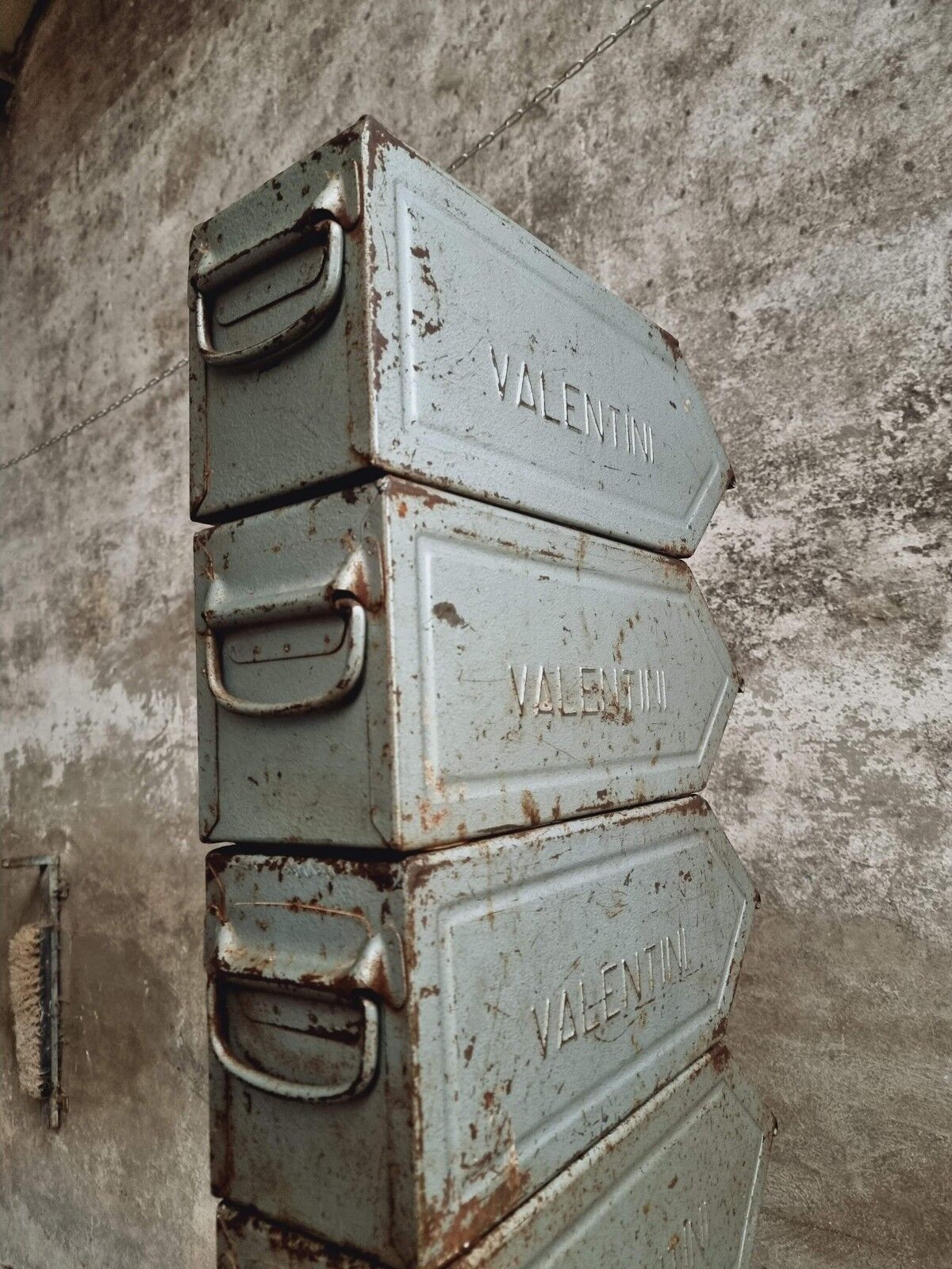 Industrial storage bin stacking bin Valentini steel