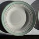 Set of 8 antique turquoise deep plates with a gold rim D22.5
