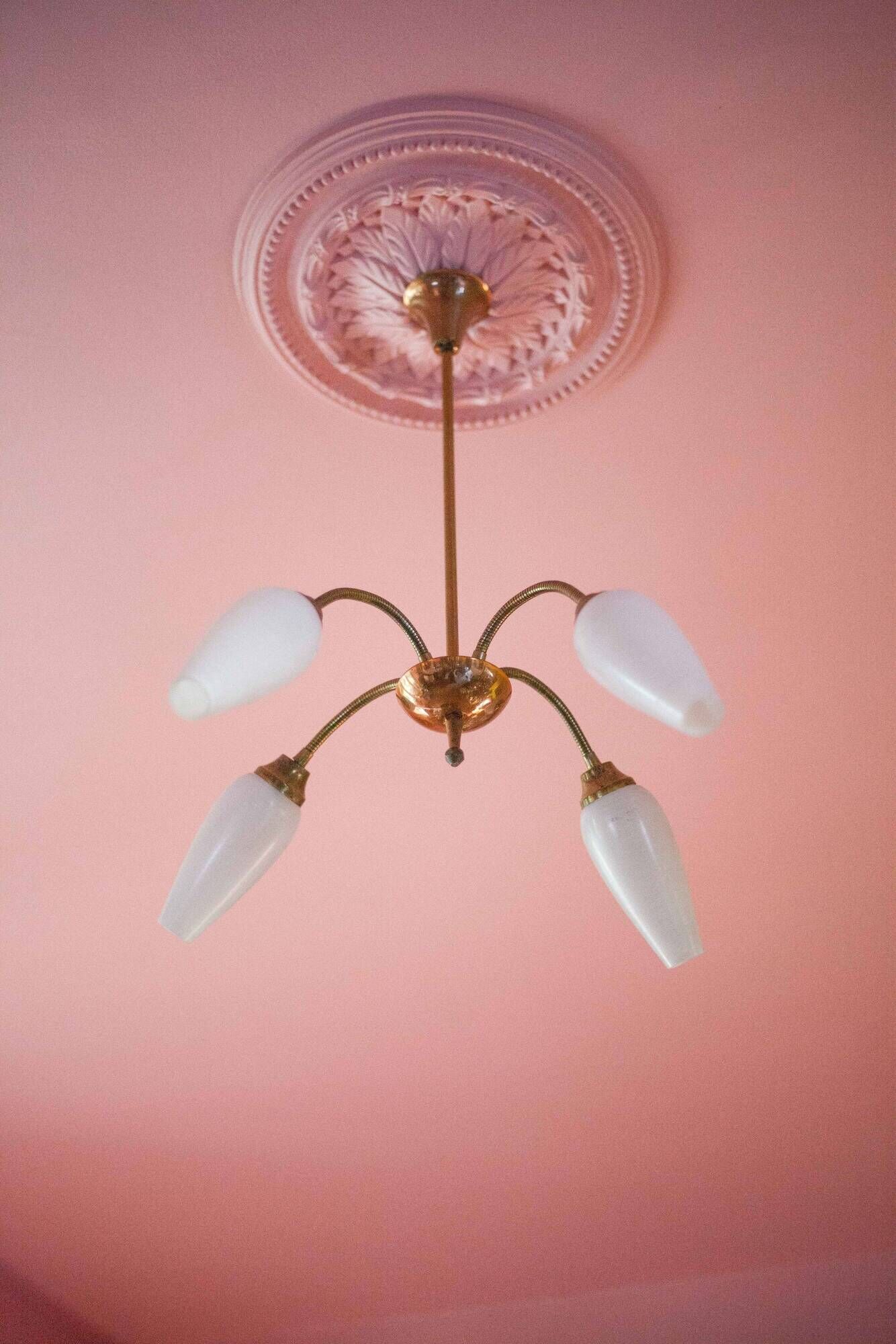 Vintage 4-light pendant light, articulated arm suspension, ceiling lamp, interior decor