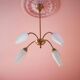 Vintage 4-light pendant light, articulated arm suspension, ceiling lamp, interior decor