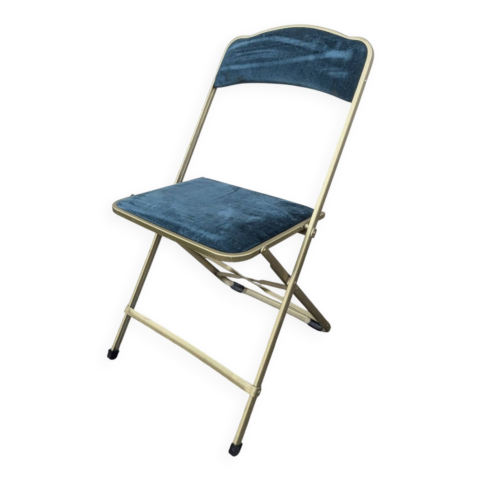 Vintage folding chair Mid-Century style Opera gold metal velvet