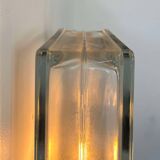 Pair of vintage wall lights, glass and black metal, Italy 1980