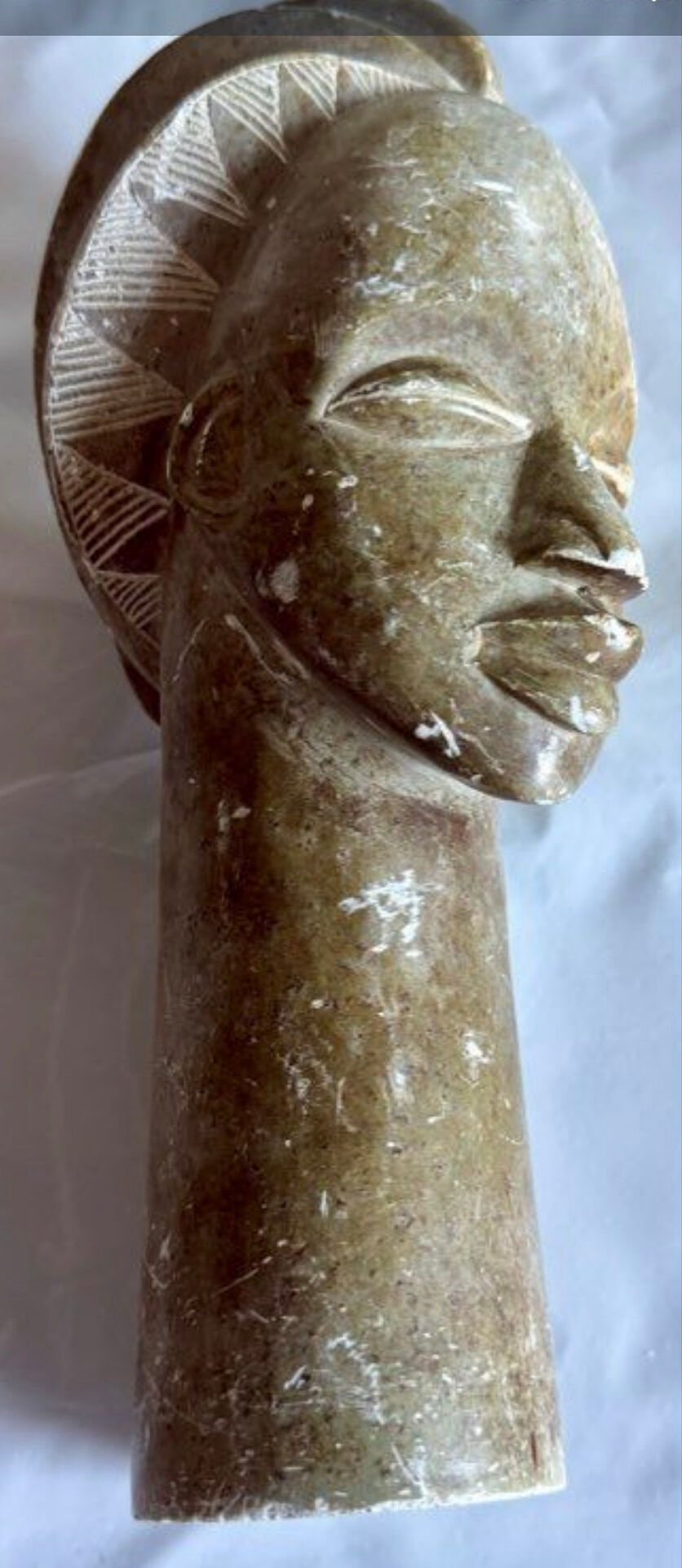 Large african sculpture in steatite stone signed lewanga – art