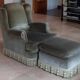Living room set consisting of 1 three-seater sofa, 2 armchairs, and 2 footrests.