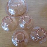 Set of 8 pink flared glasses and carafe
