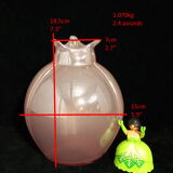 Pearl pink art glass vase with trilobe drawn edge